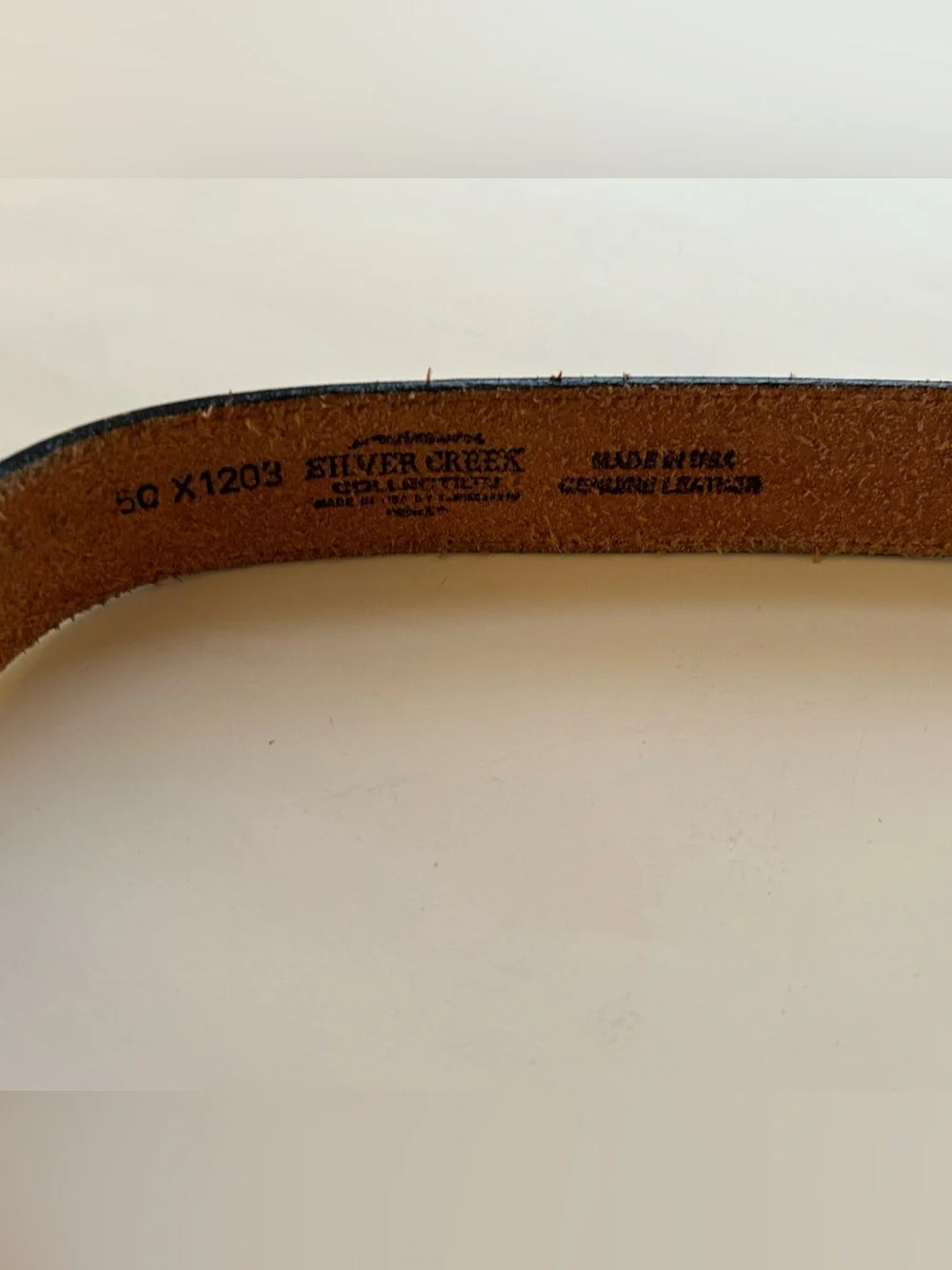Silver creek Men’s Black Woven Leather Belt with Silver Buckle size 50